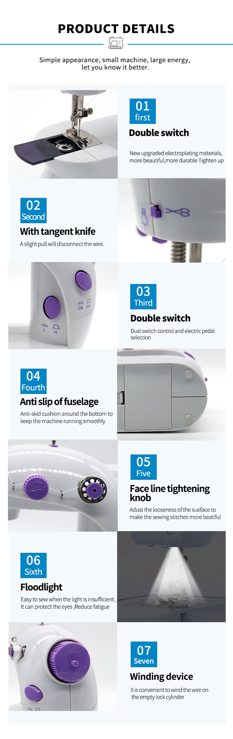 Max. Sewing Thickness 1.6mm Household Multifunction Double Thread Speed Sewing Machine