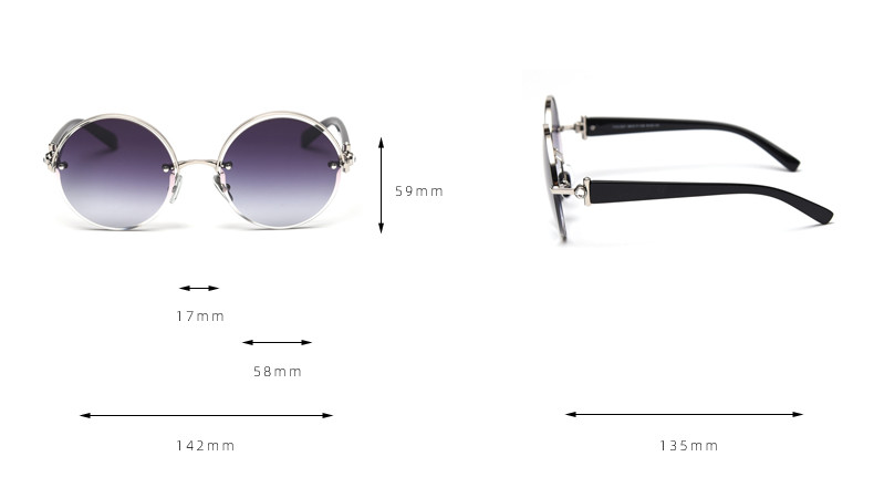 Cut Half Frame UV400 Hollow Round Polarized Sunglasses Female Ins Net Celebrity Street Fashion