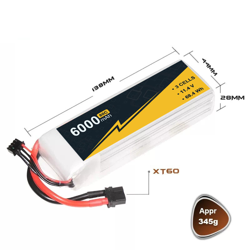 6000mAh 11.4v 3S1P FPV Lipo Battery
