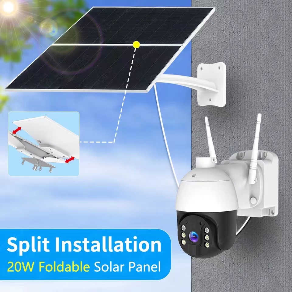 24 Hours Recording 20W 30000mAh Solar Camera Foldable Solar Panel 4G SIM Card 4G Solar PTZ Camera