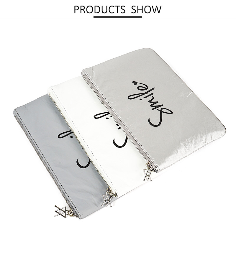 Women'S Retro Solid Color Tyvek Cosmetic Makeup Bag