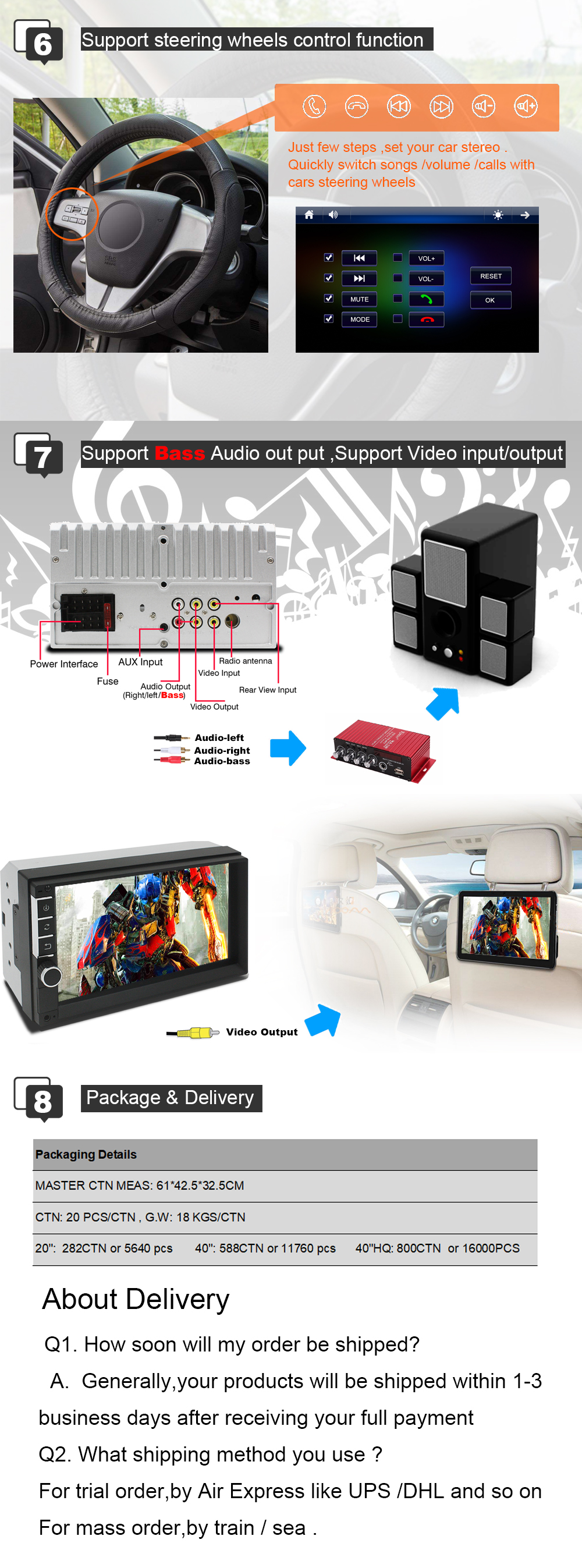 Universal 2din Double Din 7" CAR DVD RADIO STEREO AUDIO MP5 Multimedia PLAYER