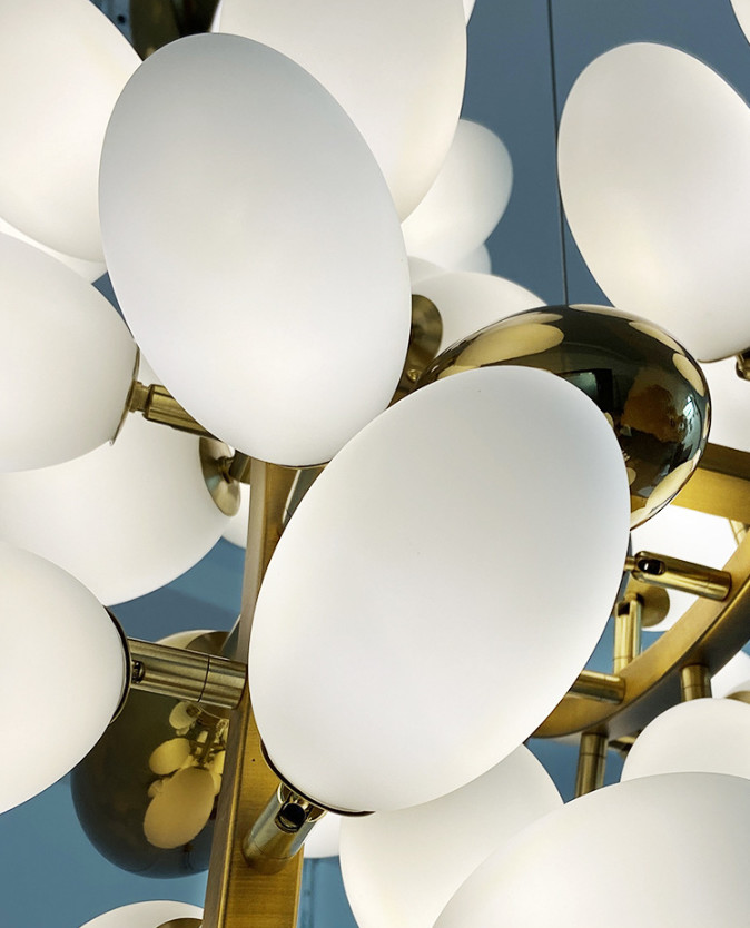 All Copper High End Pendant Lights Stamping White Alabaster Hanging Light Fixtures