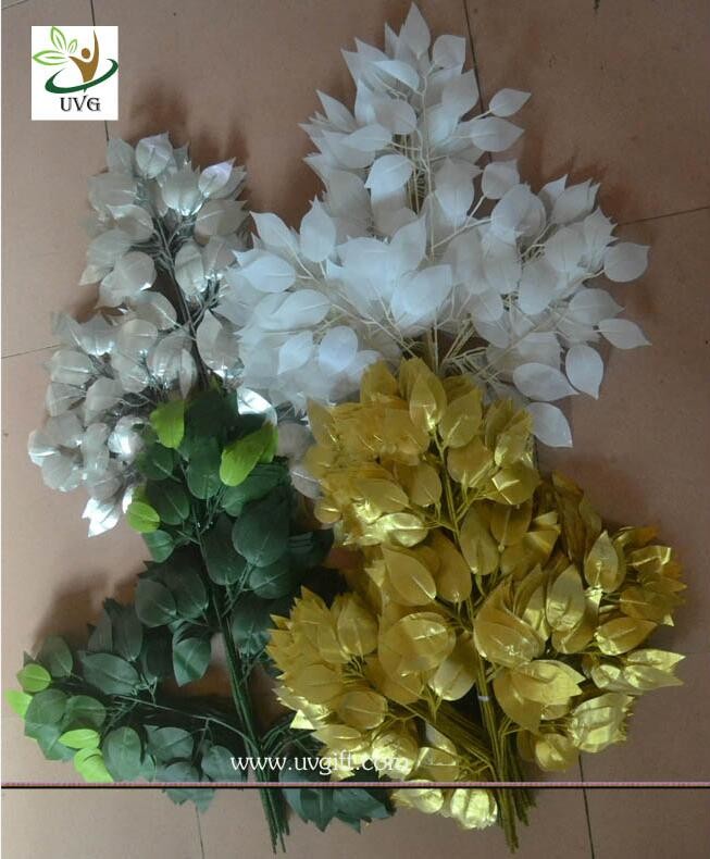 UVG silk banyan branches artificial leaves for indoor theme decoration GRE053