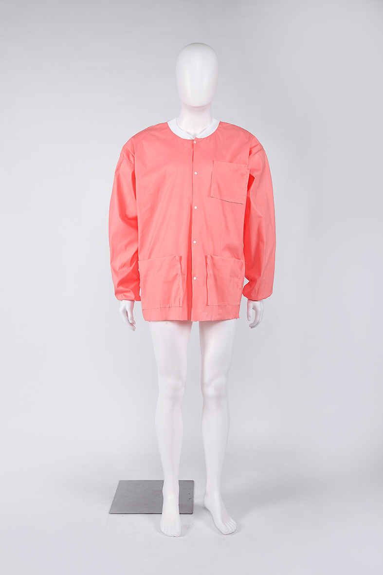S&J Pink Lab Jacket Fluid Resistant Lab Coat With Cuffed Sleeves Oil Resistant