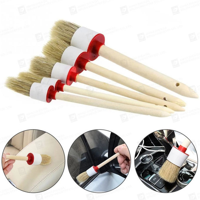 5pcs Natural Boar Hair 110g Car Detailing Brush For Car Interior Gap