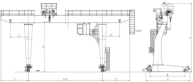 Box Type L Leg 30 Ton Gantry Crane Single Girder Workshop Loading Unloading Crane