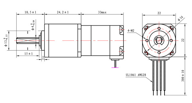 Nema 8 20x20x33mm 1.8 Deg Gearbox Stepping Motor 20mN.m 4 Wires For Beauty Equipment