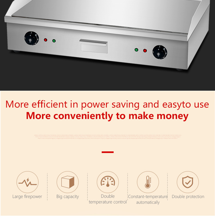 Electric Countertop Flat Griddle Plate Silver White 35kg Double Temperature Control Panel