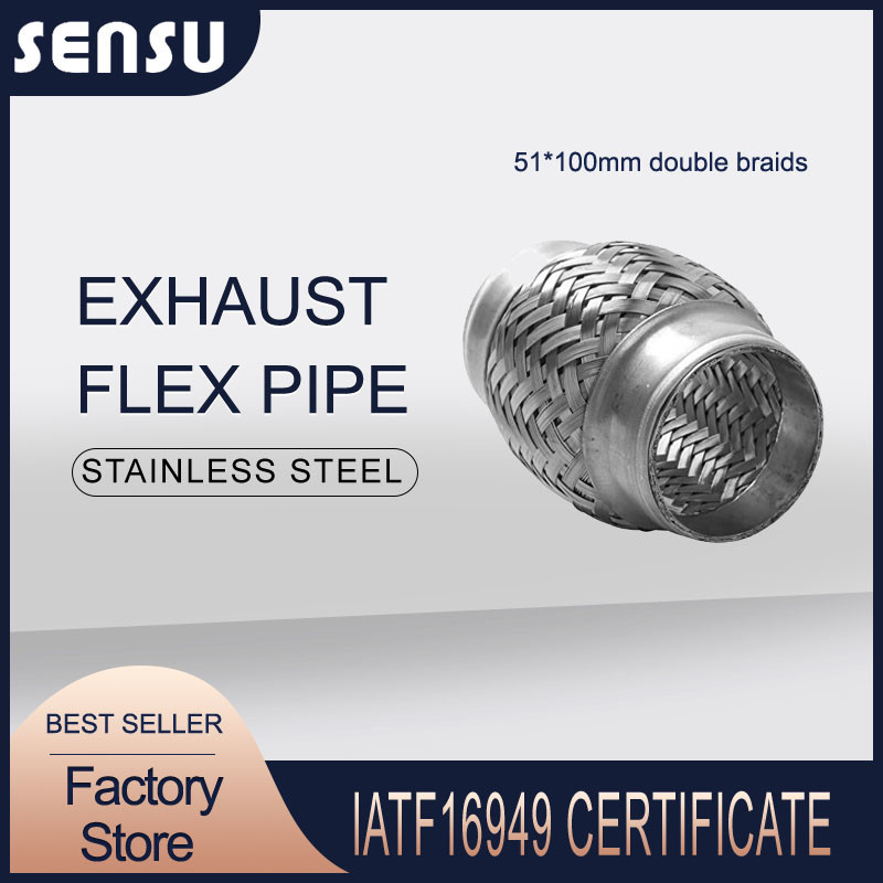 Universal Car Stainless Steel Exhaust Flex Pipe ID45mm-100mm