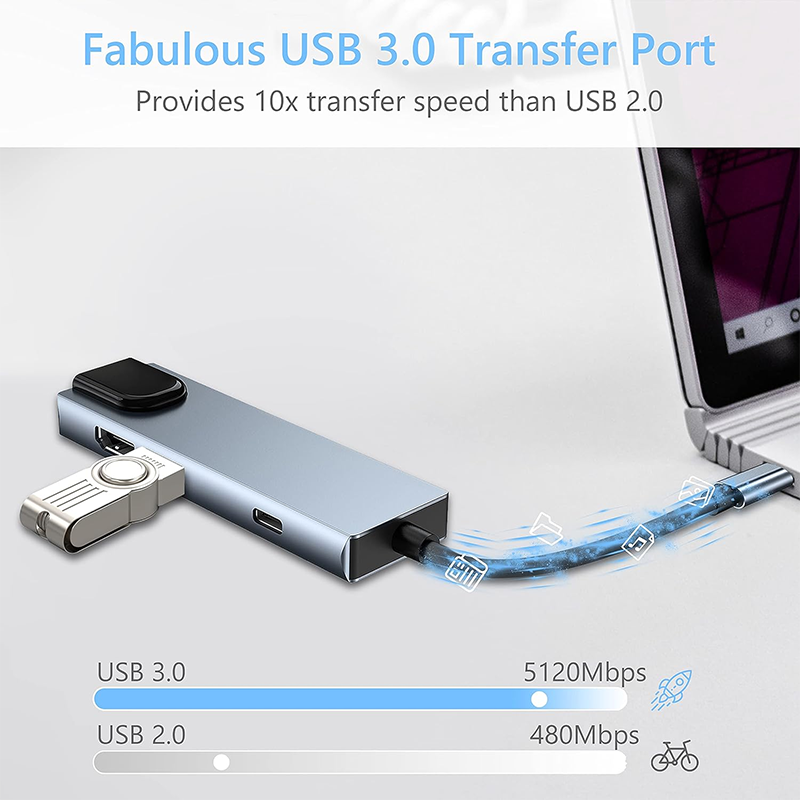Gray USB C PD Docking Station for Laptop Function Charging Data Transfer Video Output
