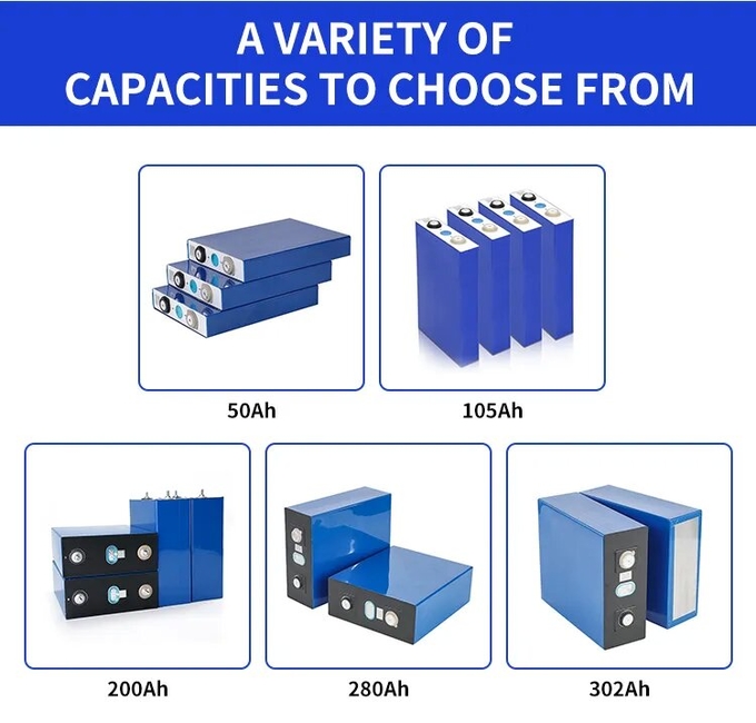 LiFePo4 Lithium Battery Solar Energy System 3.2V 50AH 80AH 105AH 230AH 280AH 302AH OEM ODM Deep Cycle Lifepo4 Battery 6