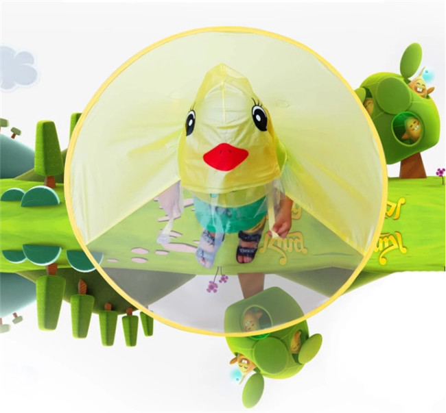 Yellow Duck Childrens Waterproof Ponchos , Baby Hiking UFO Raincoat Cloak