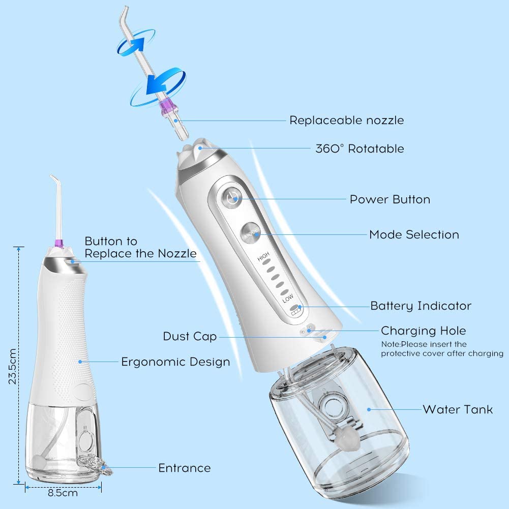 OEM Travel Water Flosser Ipx7 Waterproof 300ml Water Tank 5 Modes Professional