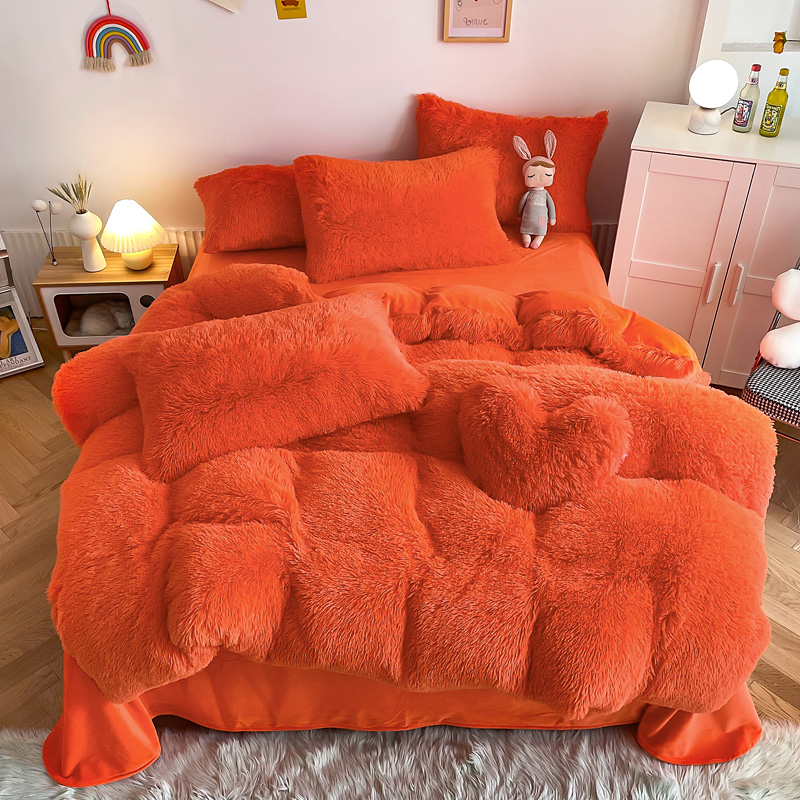 Plush Shaggy Velvet Fluffy Bed Duvet Covers Set in Multi Color Custom Luxury Designs