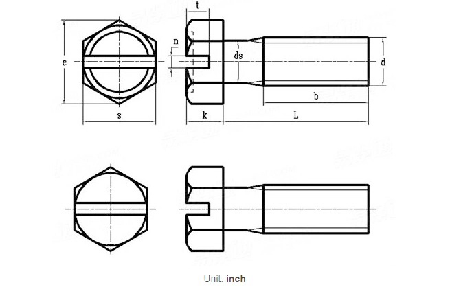 Carbon Steel Grade 4.8 8.8 10.9 Slotted Hexagon Screw Cross Recessed Hexagon Bolt Slotted Bolt