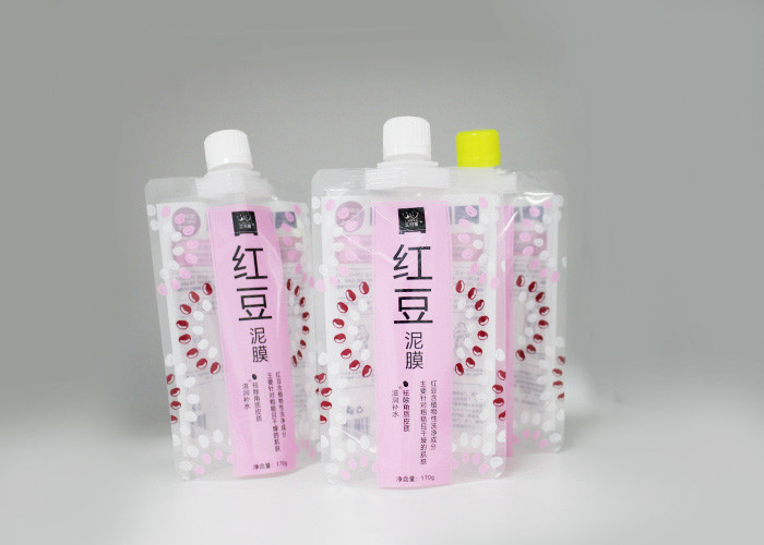 Matte Surface Stand Up Pouch With Customize Spout Caps For Facial Mask Pack