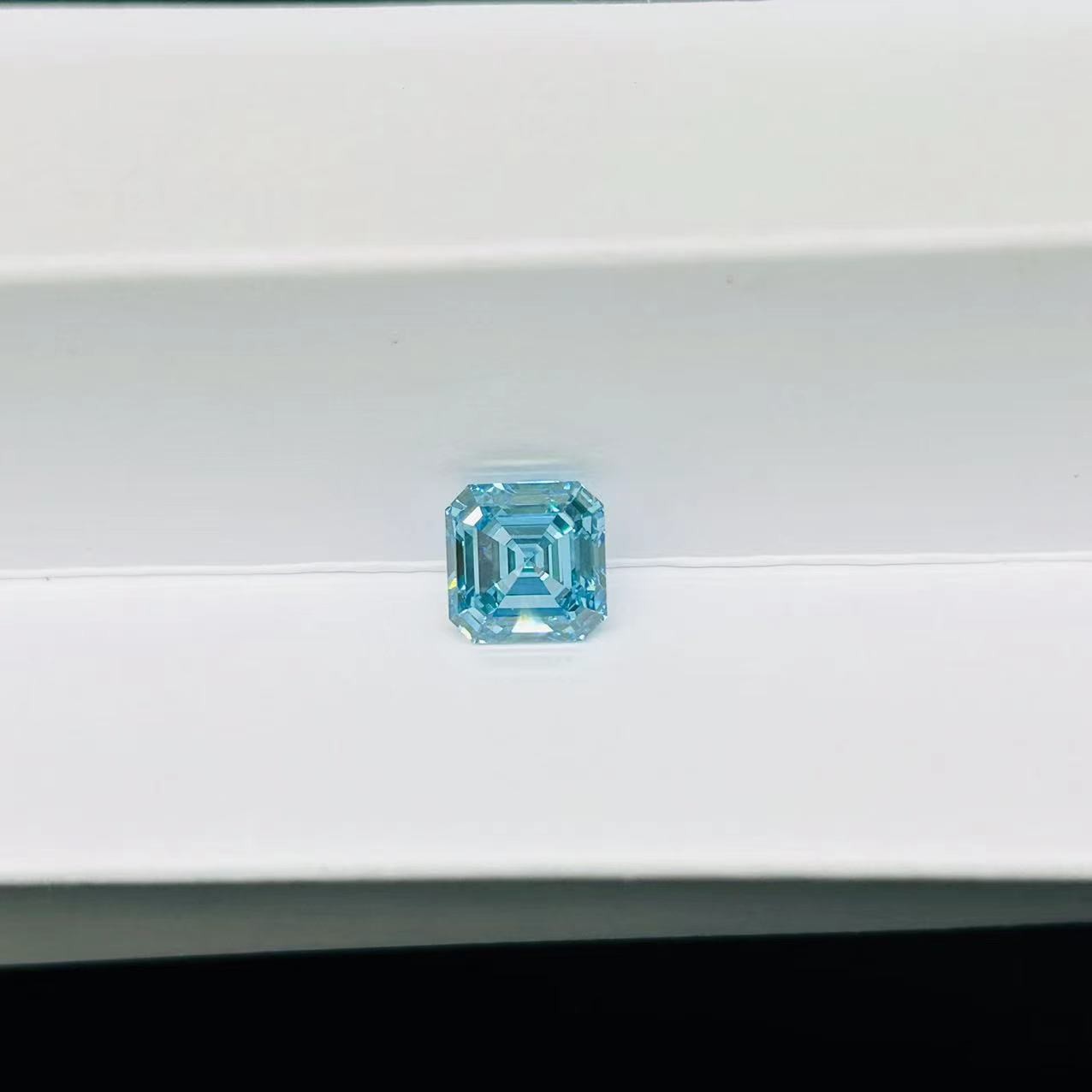 0.89ct CVD Lab Grown Blue Diamonds IGI Certified Fancy Asscher Cut