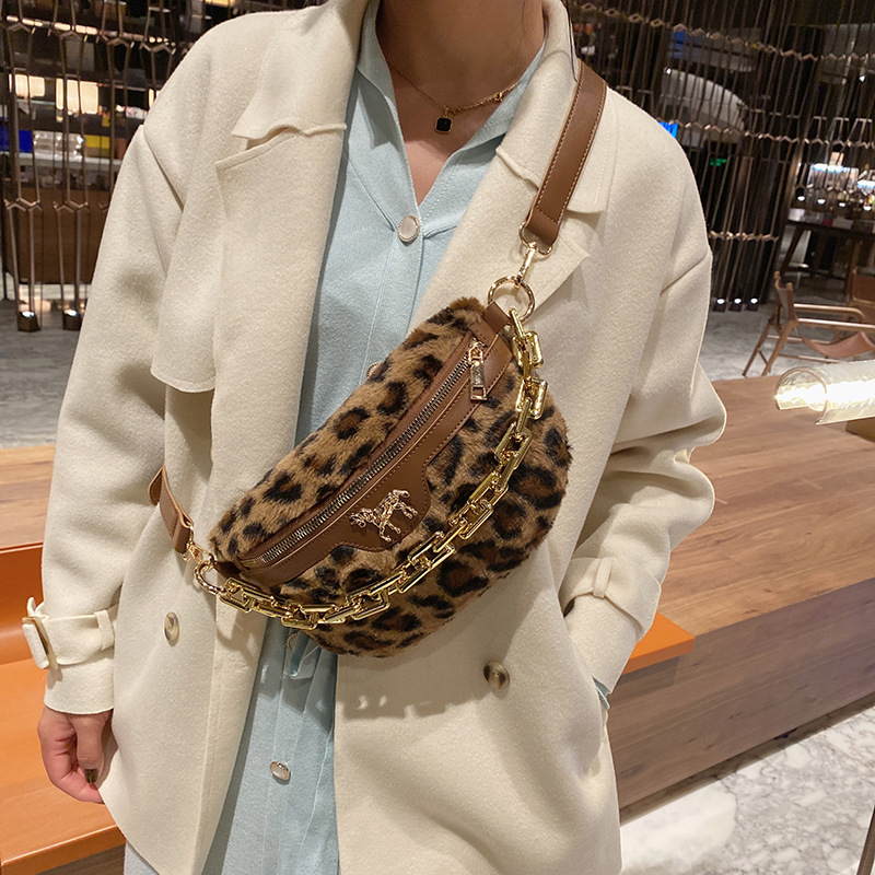 Plush Lambs Wool Fluffy Fur Women's Wait Bag Small Fashion Fabric Winter Female Bag Designer Handbags