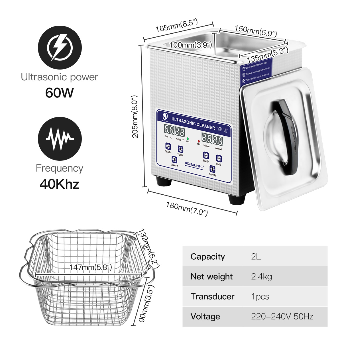 100W Skymen Ultrasonic Cleaner