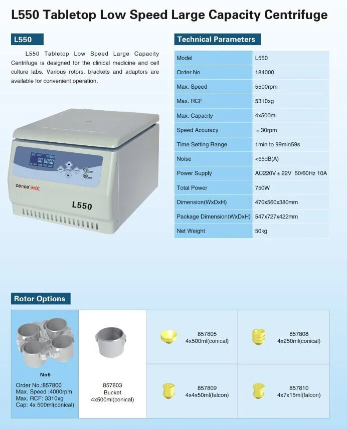 L550 Tabletop Cence Laboratory Centrifuge Machine