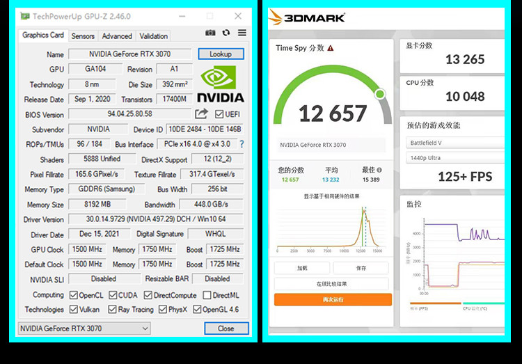RTX 3070 Computer Game Graphics Card 8G 256BIT HDMIX1 DPX3 PCI Express 4.0x16