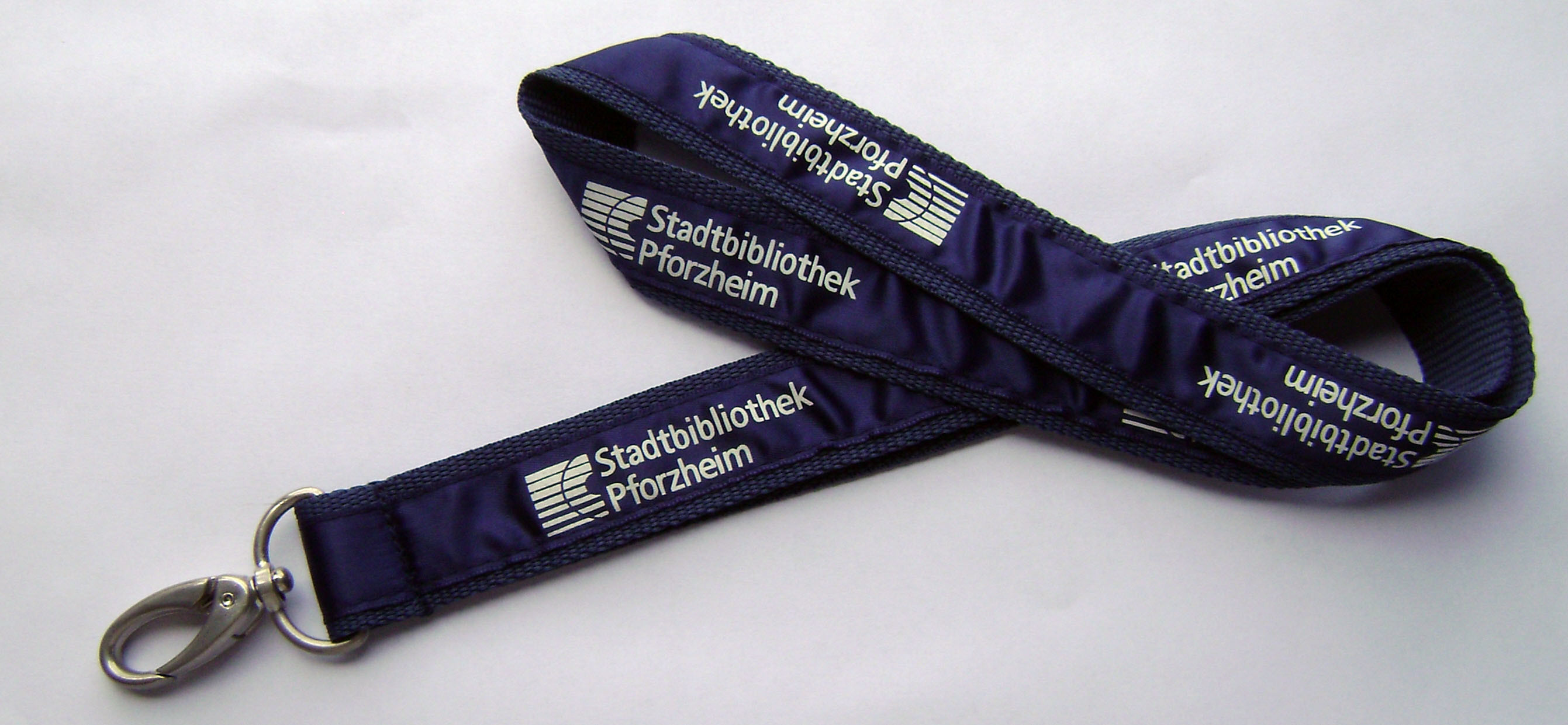 Nice Looking Blue Logo Dye Sublimation Lanyards Flat Polyester Material