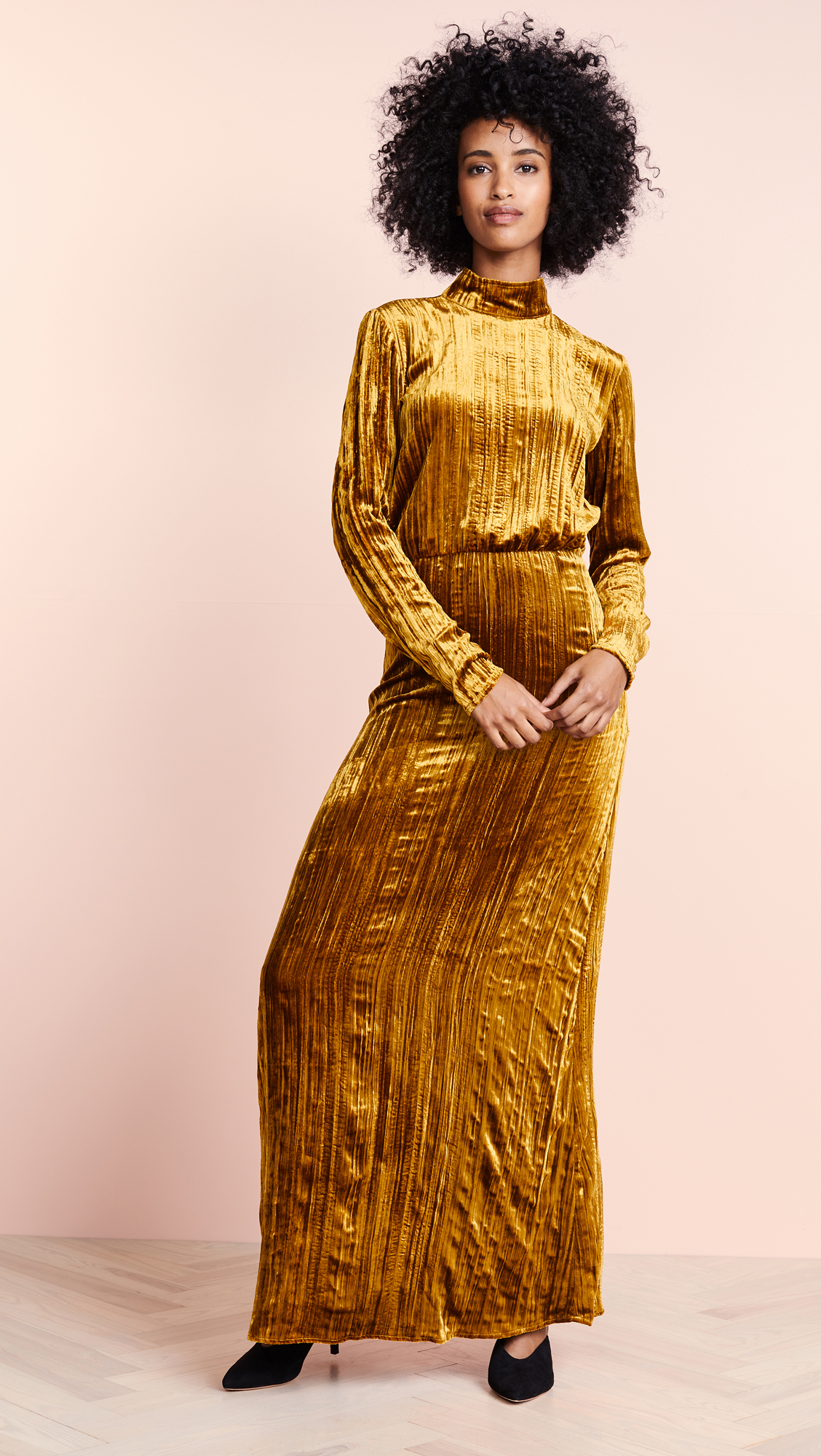 Clothing Fashion Women Maxi Velvet Dress Casual