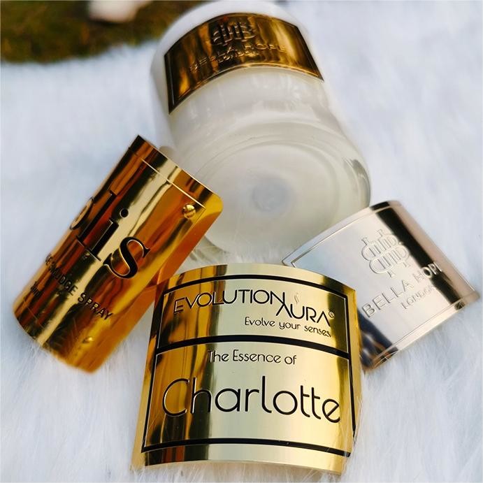 Waterproof Luxury Gold Foil Embossed Candle Jars Labels Sticker Adhesive Textured Metal Stickers for Perfume Candle