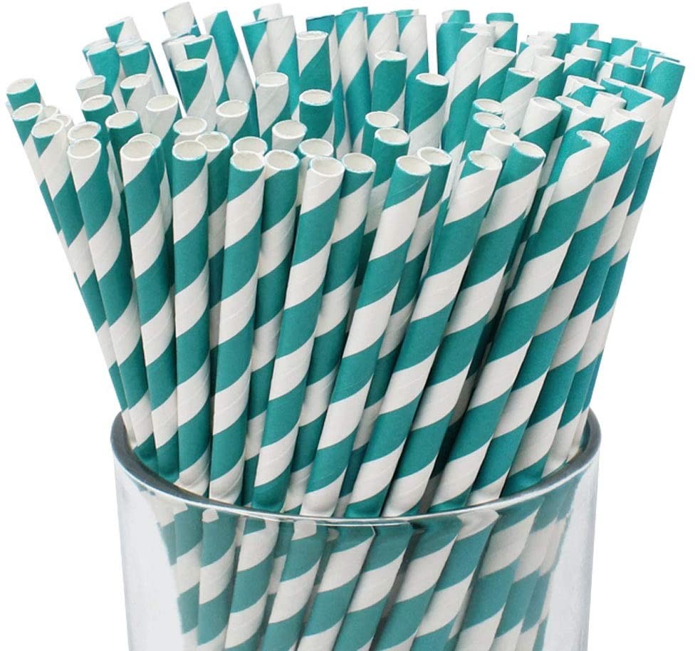Orange And White Striped Paper Straws