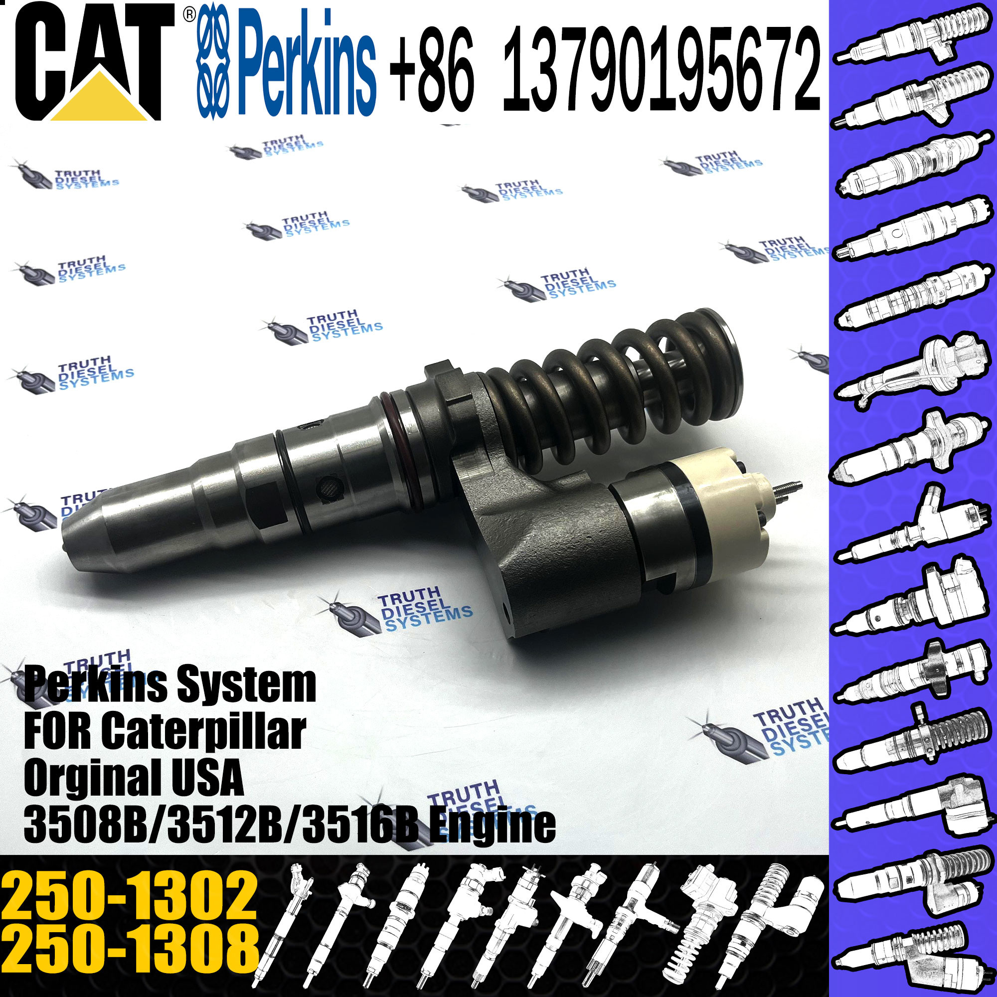 Huida 3512B 3516B engine fuel injector 250-1302 250-1308 392-0201 with genuine packing