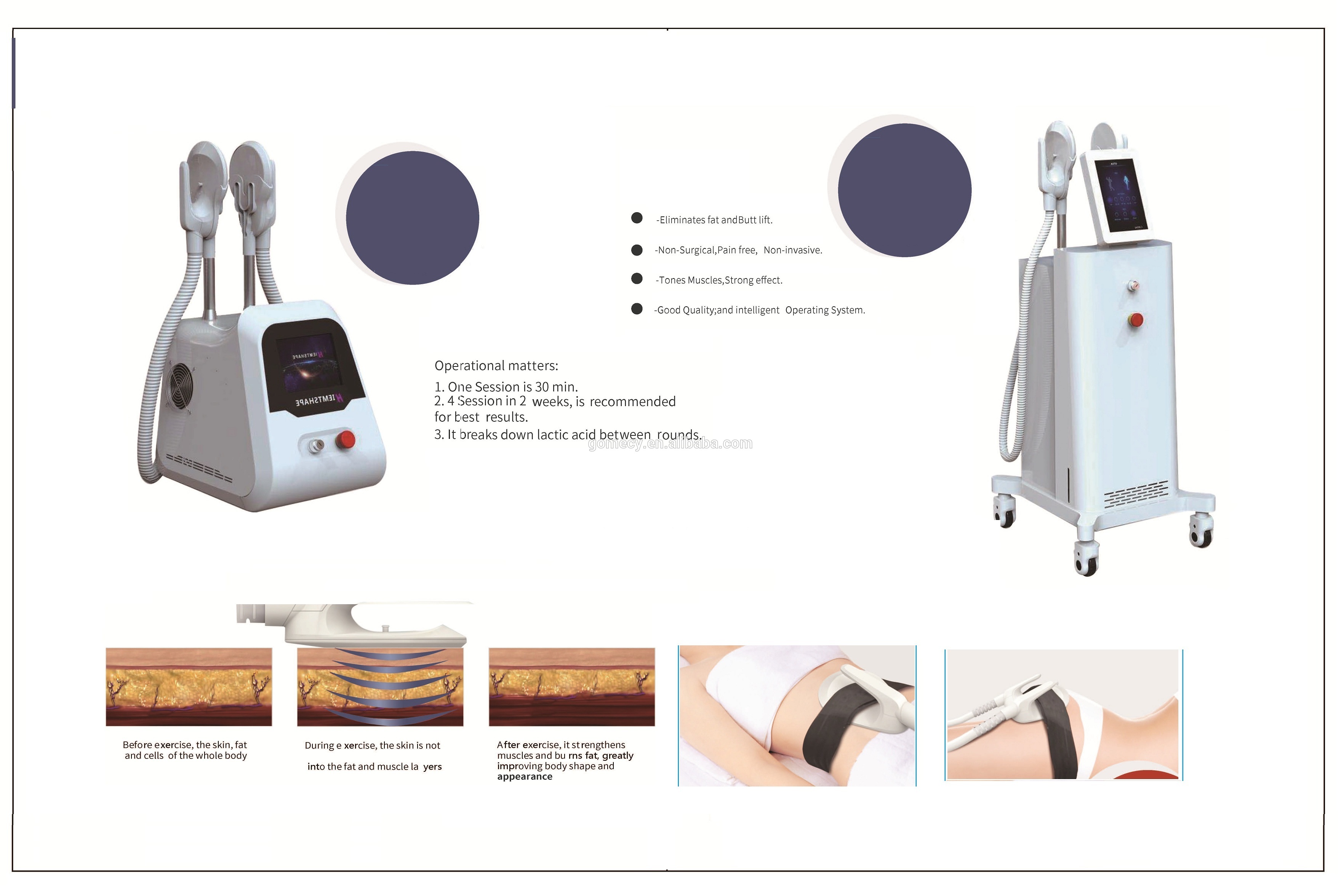No Downtime Ems Electrical Muscle Stimulation Machine body contouring