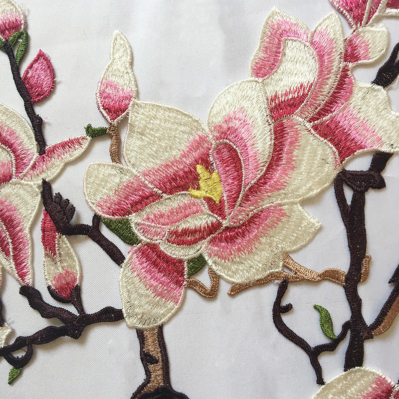 Hot Fix Motif mangnolia Embroidery Lace Flower for Cheongsam
