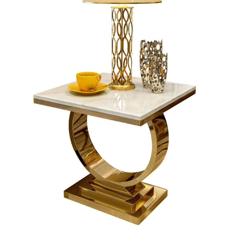 Light Luxury Stainless Steel Square Living Room Sofa Side Table