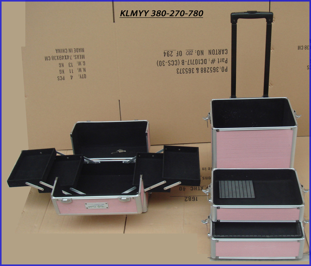 aluminum trolley vanity case with foldable drawers KLMYY380-270-780