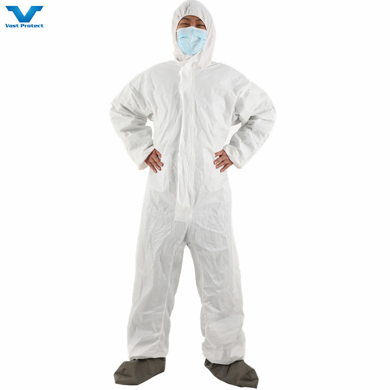 CE Cat 3 Type 5 6 Anti-Static En1149 Disposable Microporous Coveralls with Bootscover