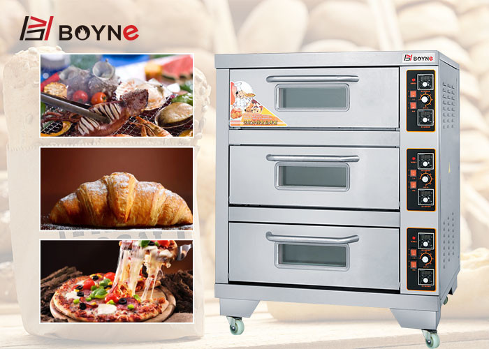 Electric Commercial Bakery Deck Oven Three Deck Capacity Stainless Steel Oven