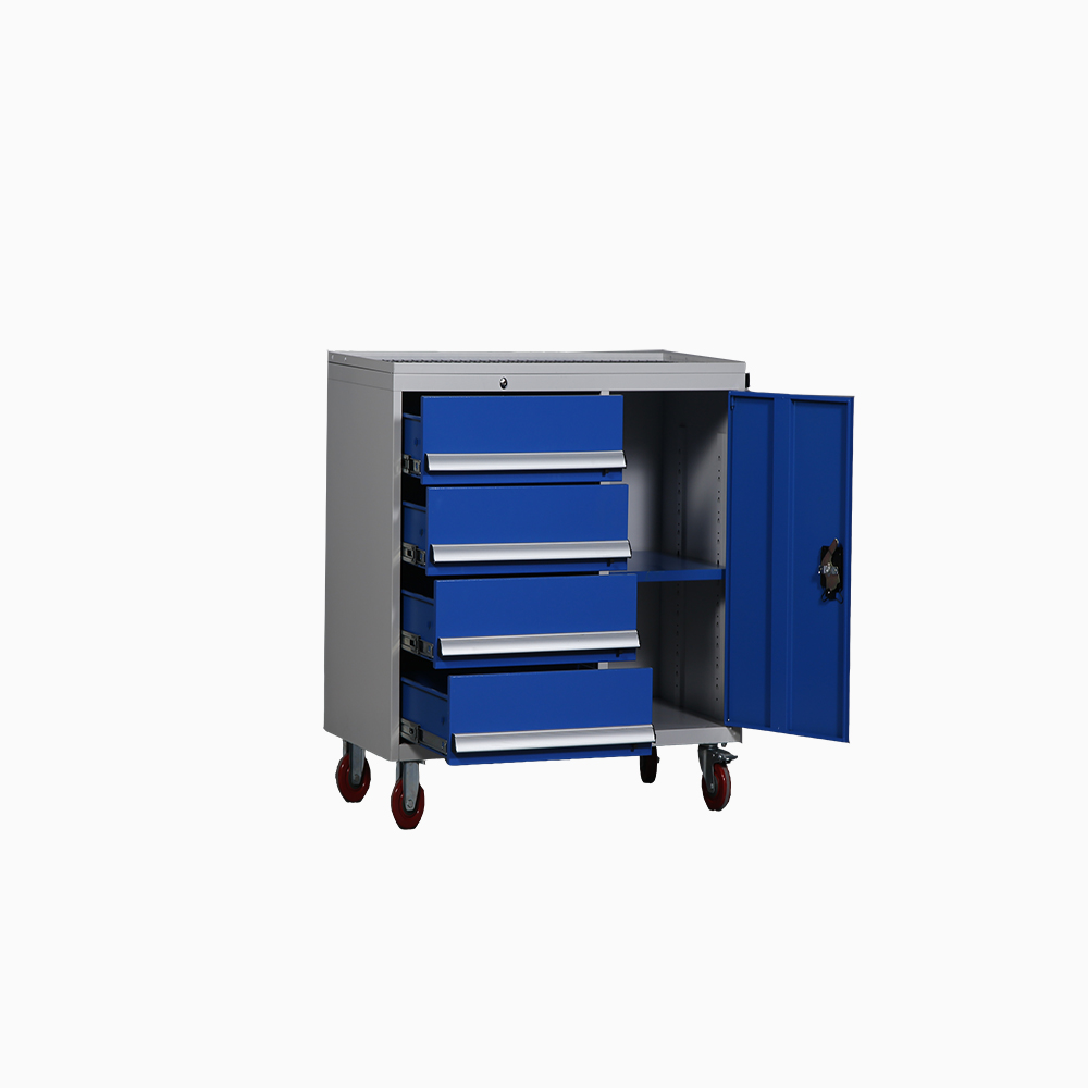 Blue 5 Drawer Mobile Tool Cabinets , ISO9001 Mobile Workbench With Tool Storage