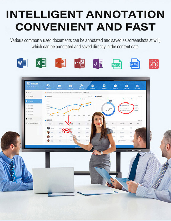 Interactive 60 Inch Touch Screen Monitor Smart Whiteboard For Office
