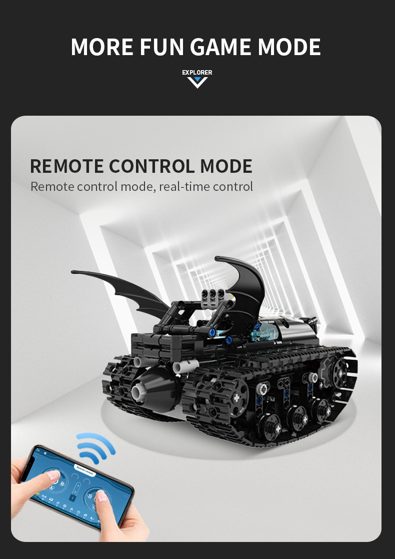 Remote Control Bat Racing Car Children's Assembly and Programming Fun with Lego Blocks