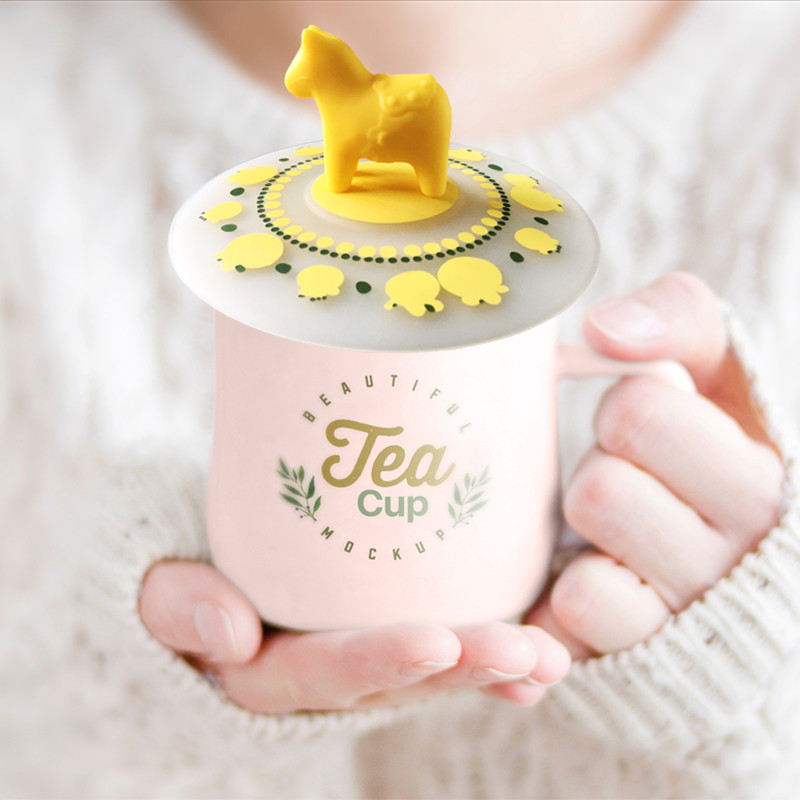 Creative Silicone Cup Lid Customization Cute Cartoon Non Slip Cup Cushion Insulation Cover