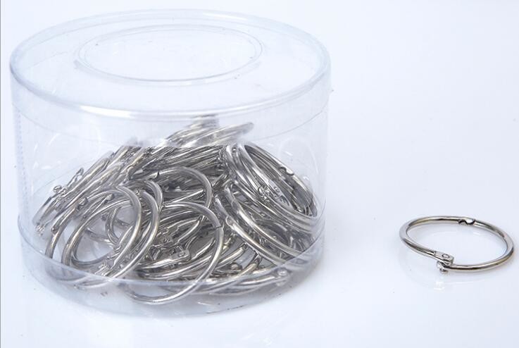 Metal nickel 32mm(1-1/4")loose leaf ring book binding ring hinged snap ring in PVC tube