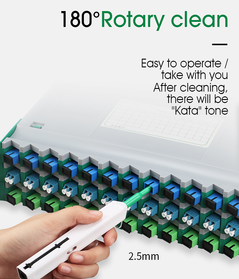One Click Fiber Optic Tools 2.5mm 1.25mm Optical Fiber Connector Cleaner With SC Connector