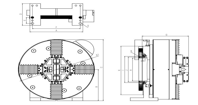 Higher Accuracy Rotary Pneumatic 4 Jaw Laser Chuck For Fiber Laser Cutting