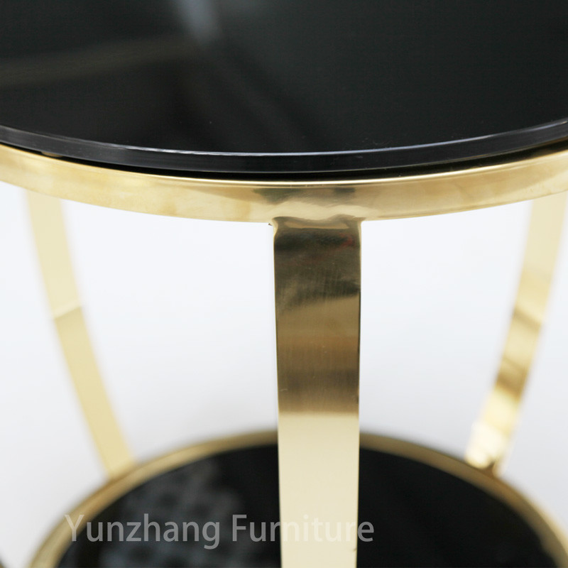 Simple Item Round Side Table SS Base Tempered Glass Sofa Table