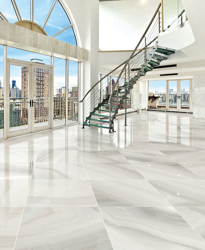 Sitting Room Marble Look Porcelain Tile Beige Color Wear - Resistant