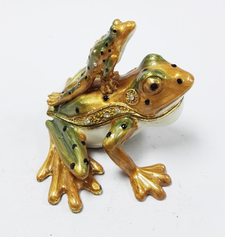 The Frog Prince with baby beautiful shape metal jewelry box antique metal jewelry box