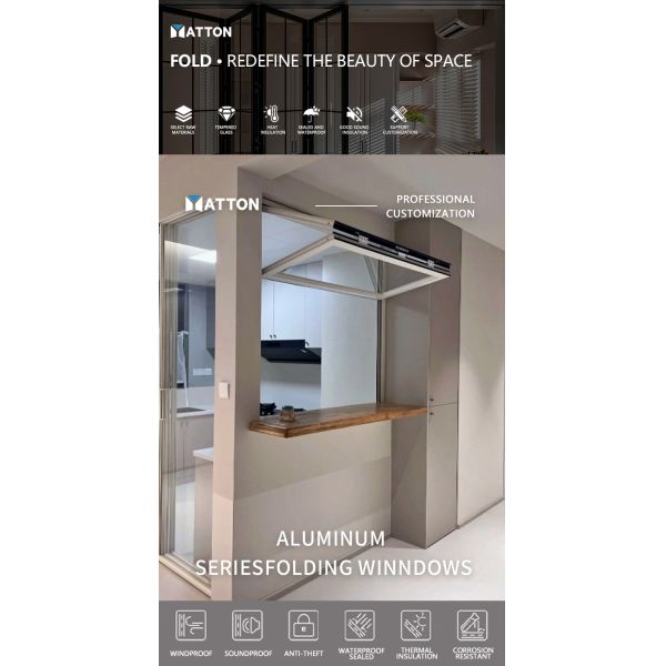 Modern Thermal Break Aluminum Alloy Stainless Steel Folding Window & Door with Soundproof UV Protection Waterproof Kitchen Use