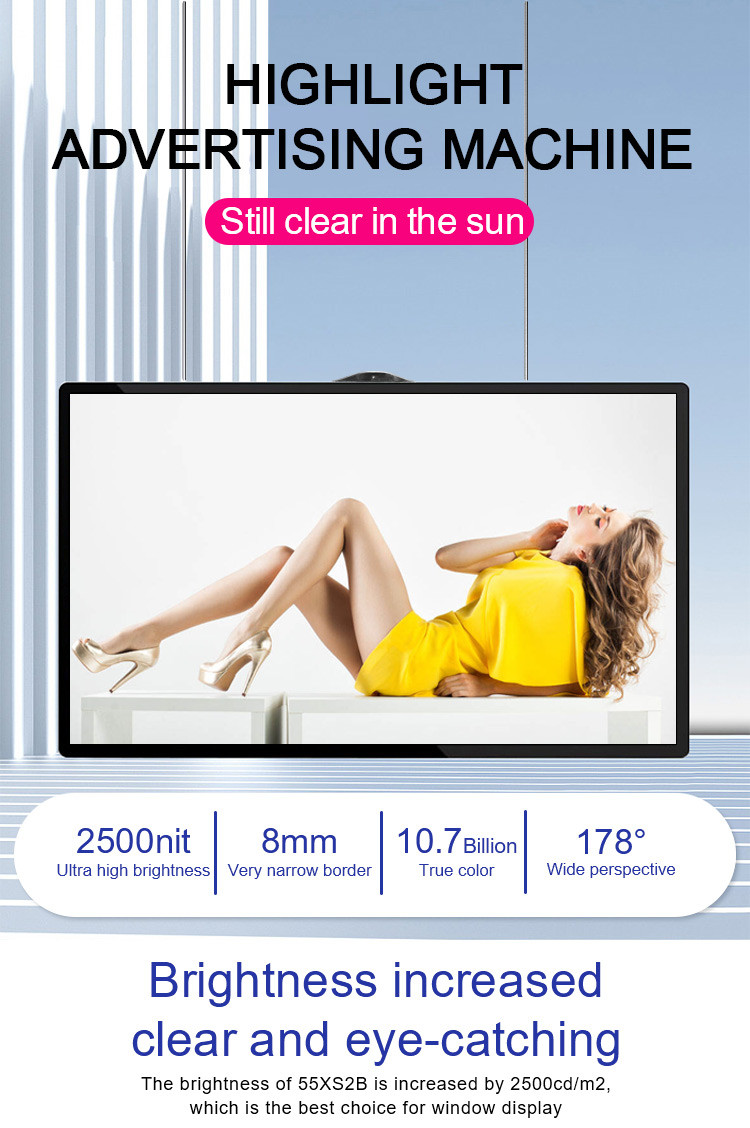 43 Inch Shop Window Screen 2500 nits LCD Window Display In Retail Store