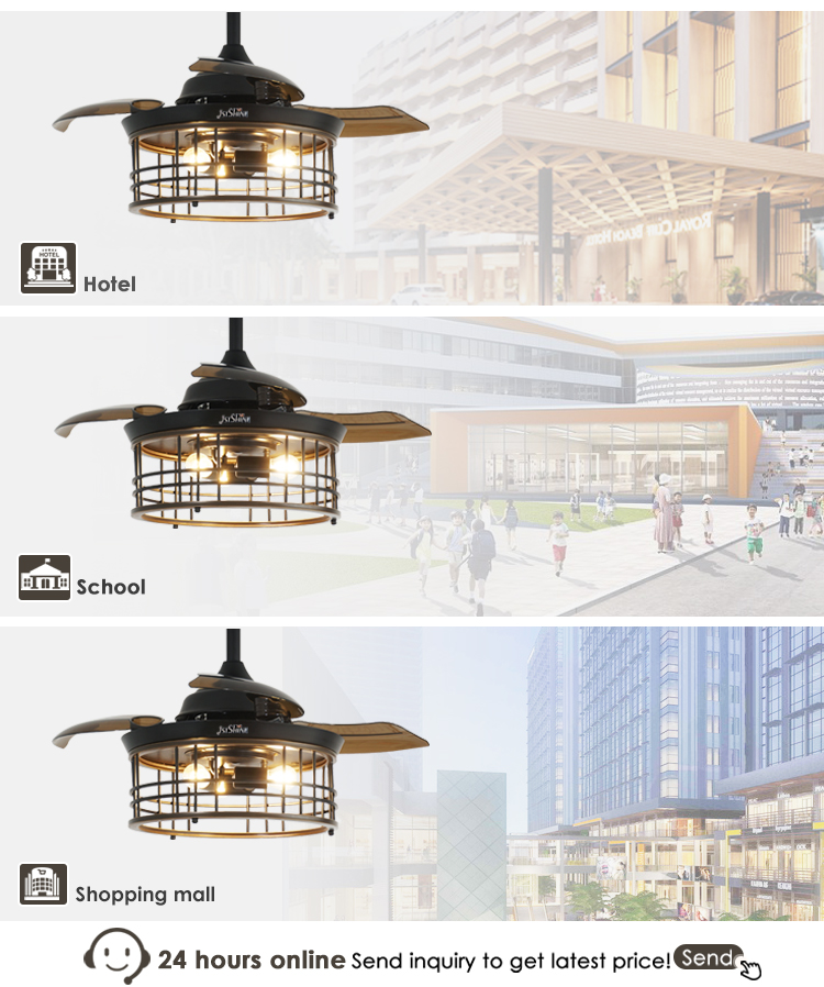 LED Light Source 36-inch Ceiling Fan with Retractable Blades and 100% Copper Motor